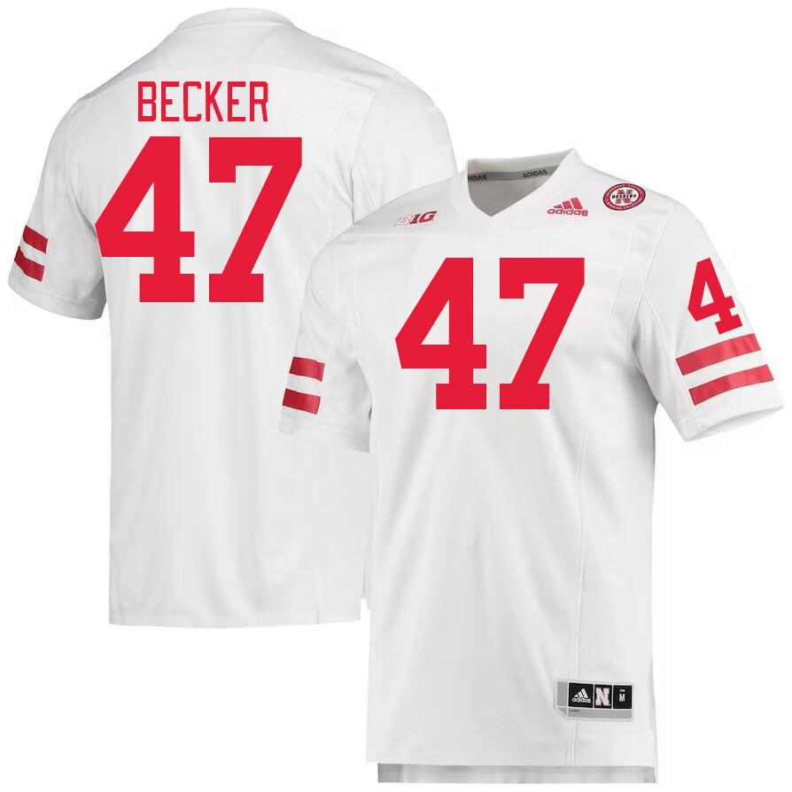 Men #47 Caden Becker Nebraska Cornhuskers College Football Jerseys Stitched Sale-White